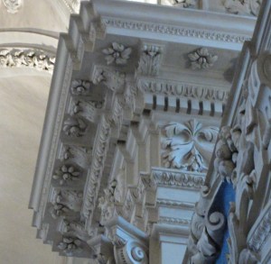 Architectural detail in frescoe-jewelled High Baroque architecture found in Solothurn's Jesuitkirch, built in the late 1600s. 